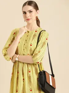 Anouk Ethnic Motifs Printed Pure Cotton Ethnic Fit & Flare Dress