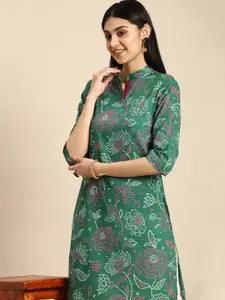 Anouk Women Pure Cotton Bandhani Floral Printed Straight Kurta