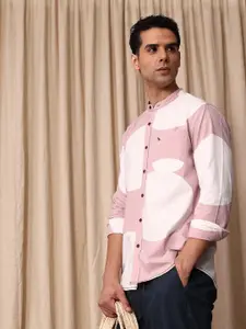 Mr Bowerbird Tailored Fit Geometric Printed Pure Cotton Casual Shirt