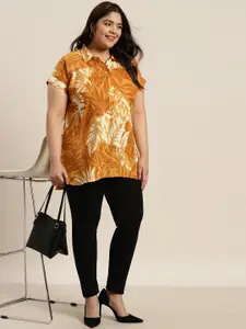 Sztori Plus Size Printed Extended Sleeves Shirt Style Longline Top