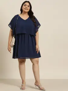 Sztori Plus Size Flared Sleeves Layered A-Line Dress