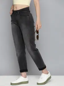 HERE&NOW Women Mid-Rise Relaxed Fit Heavy Fade Stretchable Jeans