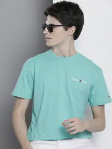 Tommy Hilfiger Men Solid Brand Logo Pure Cotton T-shirt