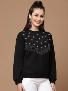 KASSUALLY Women Embellished Sweatshirt