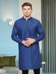 Kuons Avenue Mandarin Collar Denim Kurta