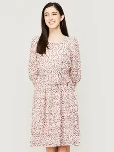 CODE by Lifestyle Floral Printed Round Neck A-Line Dress