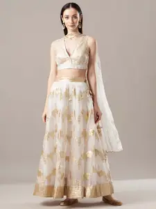 Geroo Jaipur Organza Banarasi Lehenga Set With Mukaish Dupatta