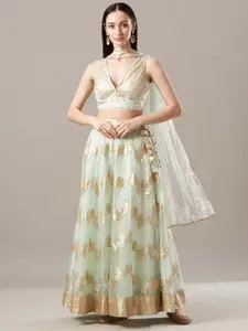 Geroo Jaipur Banarasi Lehenga Set With Mukaish Dupatta