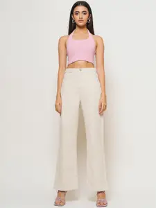 FREAKINS Women Straight Fit High-Rise Pure Cotton Jeans