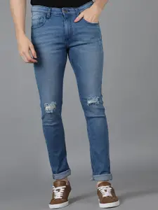 Urbano Fashion Men Slim Fit Slash Knee Light Fade Stretchable Cotton Jeans
