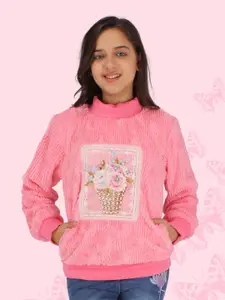 CUTECUMBER Girls Printed Acrylic Sweatshirt