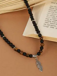 EL REGALO Silver-Toned & Black Silver-Plated Necklace