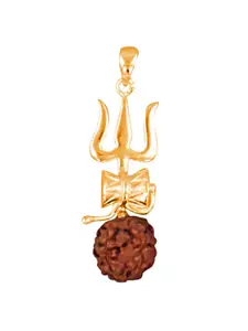 ahilya 92.5 Sterling Silver 24 Karat Gold-Plated 92.5 Sterling Silver Shiva Trishul Rudraksha Pendant