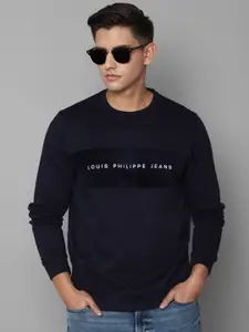 Louis Philippe Jeans Men Navy Blue Cotton Sweatshirt