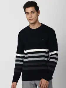 Peter England Casuals Men Striped Acrylic Sweatshirt