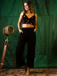 NANGALIA RUCHIRA Embellished Velvet Bralette Top