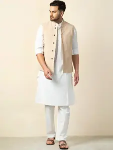 Fabindia Men Pure Cotton Sleeveless Nehru Jackets