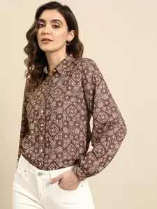 all about you Ethnic Printed Full Puff-Sleeves Casual Shirt