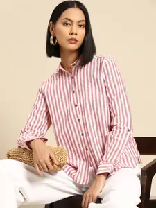 all about you Women Opaque Striped Casual Shirt