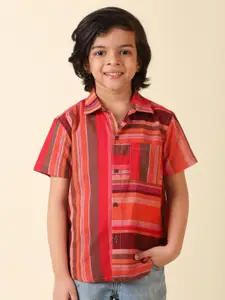 Fabindia Boys Multi Stripes Striped Cotton Casual Shirt