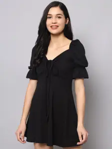 AAHWAN Tie-Up Neck A-Line Dress