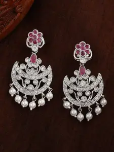 Estele Silver-Plated Cubic Zirconia Contemporary Drop Earrings