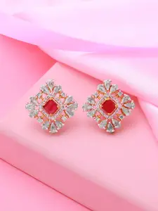 Estele Gold-Plated Square Studs Earrings