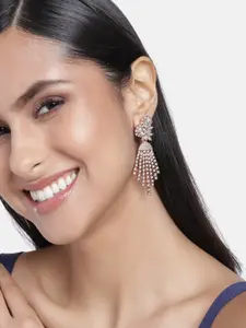 Estele Rose Gold-Plated Teardrop Shaped Drop Earrings