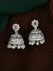 Estele Silver-Plated Dome Shaped Jhumkas Earrings