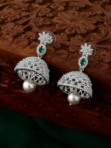 Estele Silver-Plated Dome Shaped Jhumkas Earrings