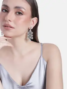 Estele Silver-Plated Teardrop Shaped Drop Earrings