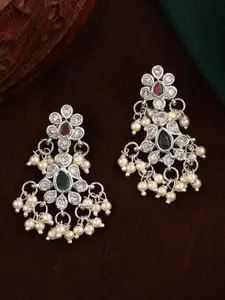 Estele Silver-Plated Floral Drop Earrings