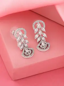 Estele Silver-Plated Leaf Shaped Drop Earrings