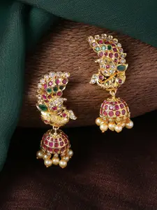 Estele Peacock Shaped Jhumkas Earrings