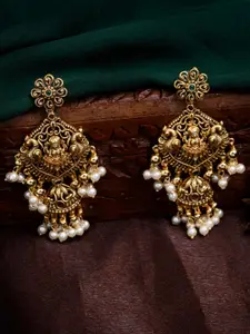 Estele Gold-Plated Peacock Shaped Drop Earrings