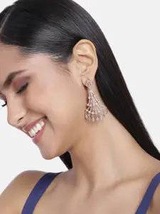 Estele Rose Gold-Plated Teardrop Shaped Drop Earrings