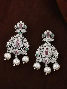 Estele Silver-Plated Floral Drop Earrings