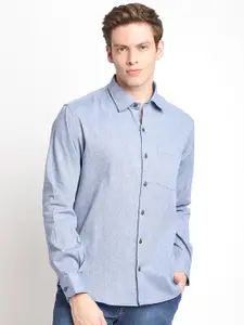 DEVOILER Men Blue Standard Casual Shirt