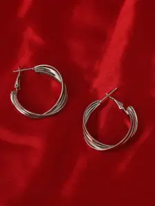 AccessHer Silver-Toned Circular Hoop Earrings