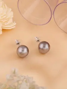 Estele Silver-Plated Pearl Circular Studs Earrings