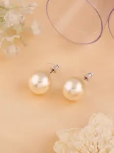 Estele Silver-Plated Pearl Circular Studs Earrings