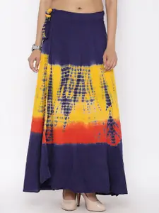 SOUNDARYA Tie & Dye Printed Cotton Wrap Around Maxi Skirts