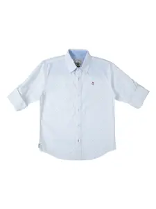 Gini and Jony Boys White Regular Fit Printed Casual Shirt