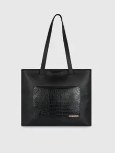 Bagsy Malone Textured Structured Tote Bag with Cut Work Handbags