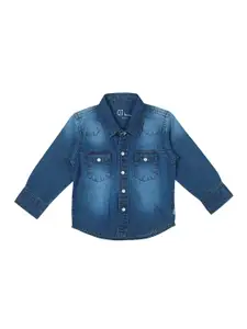 Gini and Jony Boys Blue Regular Fit Solid Casual Shirt