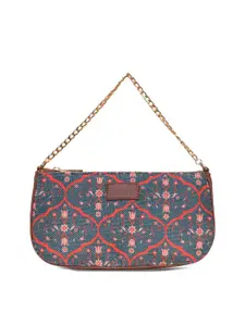 ZOUK Ethnic Motifs Printed Structured Baguette Bag Handbags