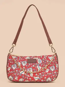 ZOUK Floral Printed Structured Baguette Bag Handbags