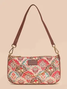 ZOUK Floral Printed Structured Baguette Bag Handbags