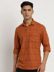 Turtle Relaxed Slim Fit Tartan Checked Cotton Casual Shirt