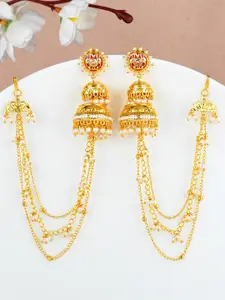 Voylla Women Gold-Plated Dome Shaped Jhumkas Earrings